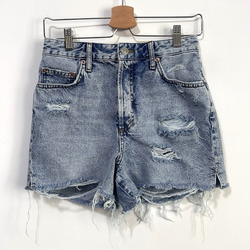 BDG Surf Short 26 Button Fly Jean Shorts Ripped High Rise Concert Festival Denim